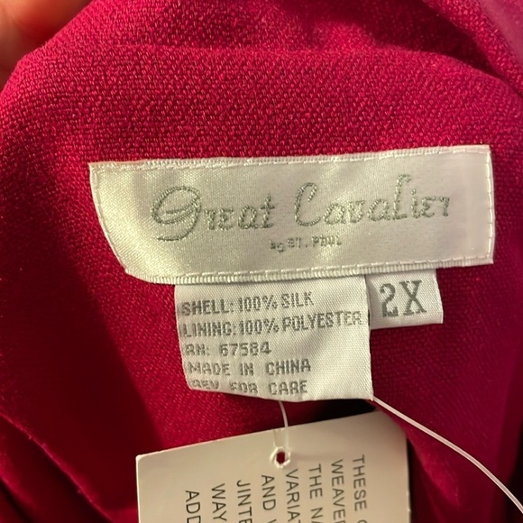 Great Cavalier by St. Paul pink Silk Embroidered Blazer Jacket size 2X Vintage - Picture 4 of 16